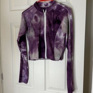 Purple Tie-Dye Crop Zip-Up Jacket